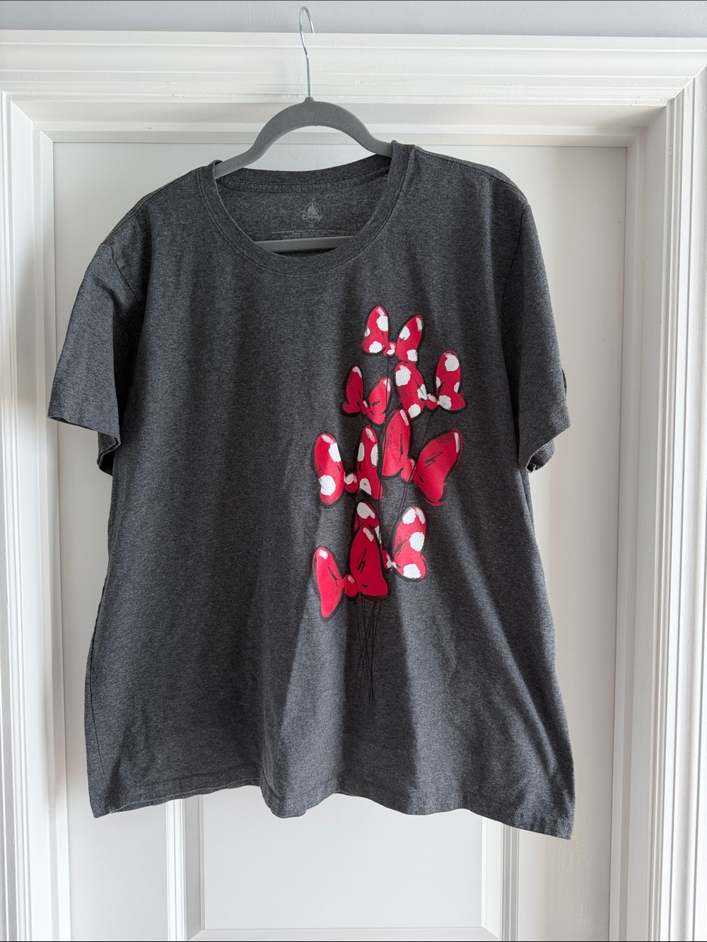 Disney Charcoal Tee with Red and White Bow Cluster